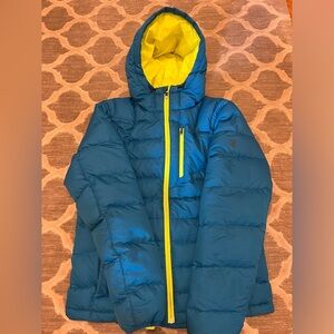 Spyder Blue and Yellow Puffer Jacket with Hood